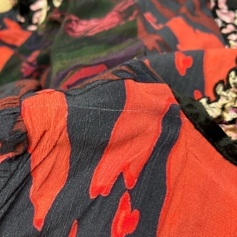 Soft Surroundings Midi Dress 18p Boho Cottagecore Festival Lined Velvet Trim - Picture 9 of 12
